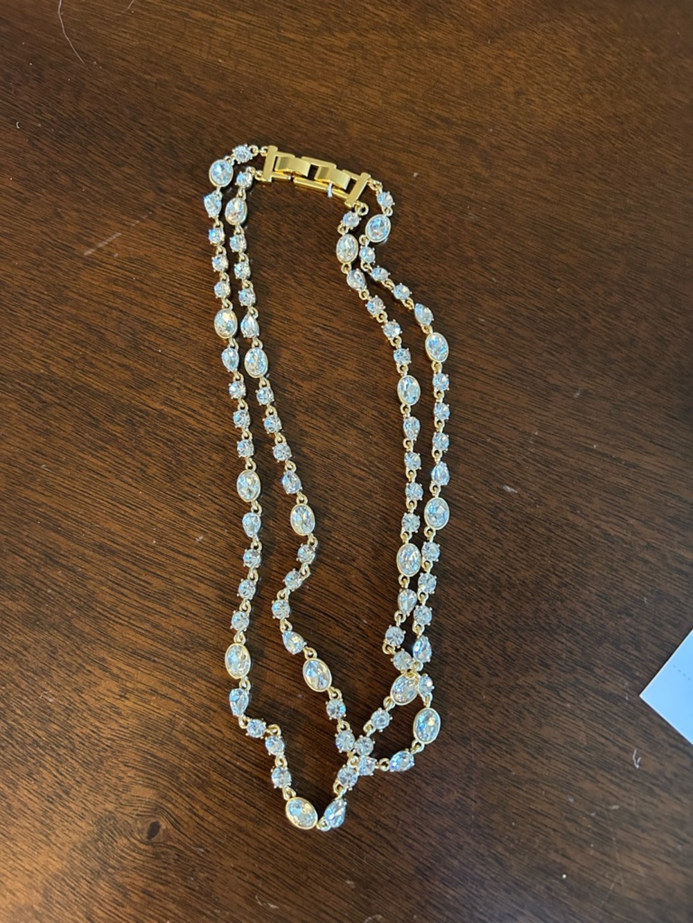 JCrew Gold-Tone Multi-Row Crystal Necklace - Elegant Women's Jewelry